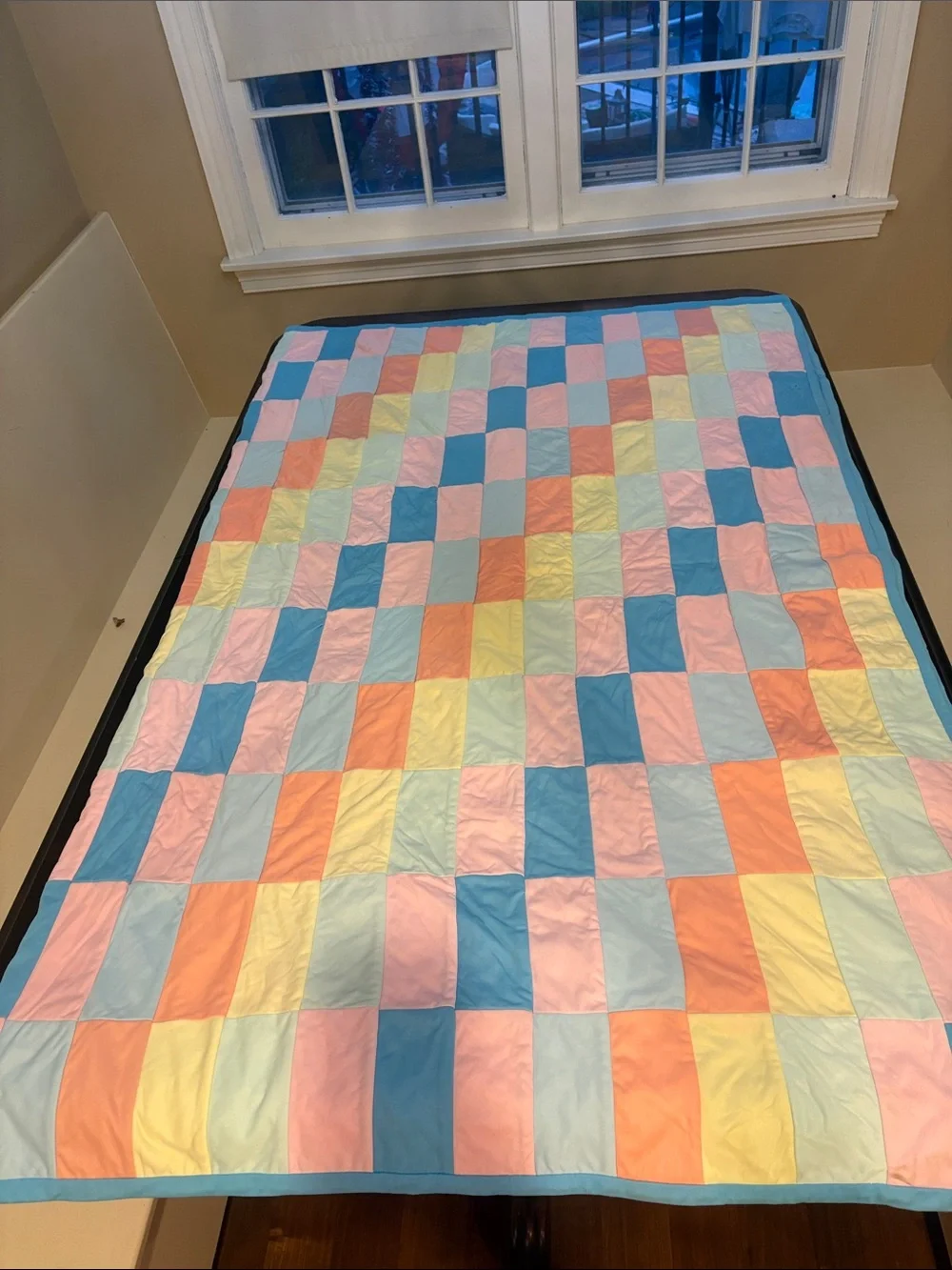 Vintage Handmade Pastel Patchwork Quilt